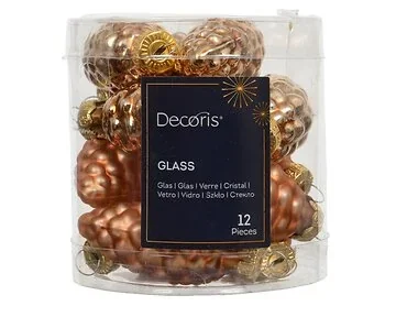 Decoris dennenappel glas brandy 12 stuks 6 x 2.5 cm