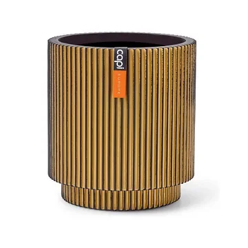 Capi Europe Vaas cilinder Groove zwart goud 19 x 19 x 21 cm