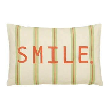 Mica Decorations Kussen smile groen 55 x 35 cm