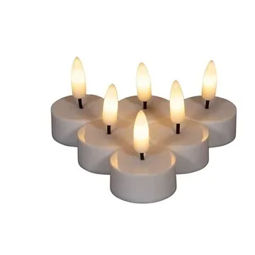Theelicht LED 3D vlam 6 stuks wit