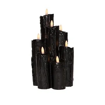 Anna's Collection LED druipkaars 3D vlam zwart 25.5 x 15 cm