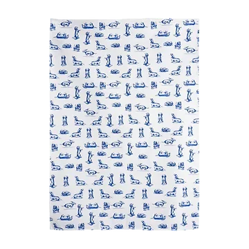 Heinen Delfts Blauw Theedoek Teckel Nhaan Wit