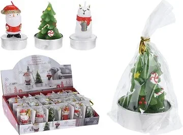 Theelicht kerstcartoon 3 x 6 cm