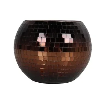Theelichthouder glasmozaïek choco 10 x 8 cm