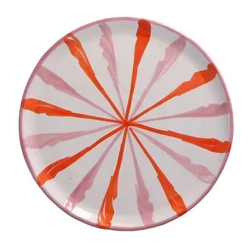 Lenta Living Ontbijtbord PXLL Roze Oranje Streep 22 cm