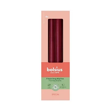 Bolsius Gotische Kaars Metallic Rood 2.4 x 24.5 cm