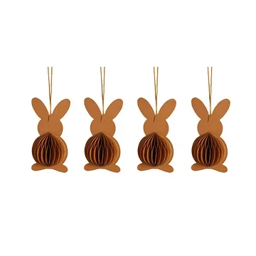Papieren Paashaas 12 cm Bruin 4 stuks