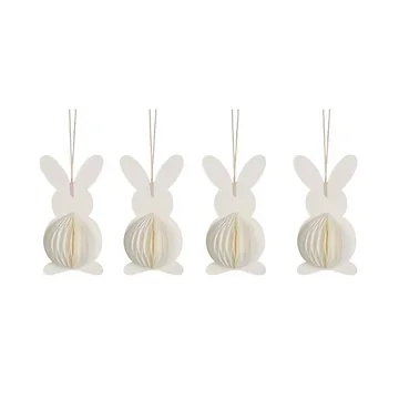 Papieren Paashaas 12 cm Wit 4 stuks