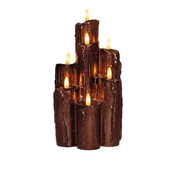 Anna's Collection LED druipkaars 3D vlam brons 25.5 x 15 cm