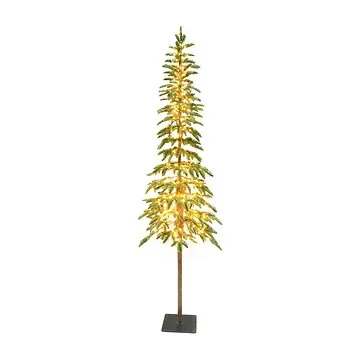 Evergreen kunstkerstboom Mountain sneeuw met verlichting en dimmer 150 x 40 cm
