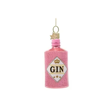 Vondels Kersthanger roze gin fles 10 cm