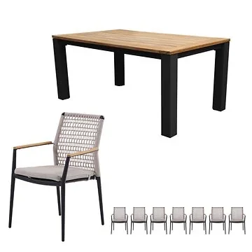 Royal Seasons Diningset 4-zits Portland Teak Antraciet