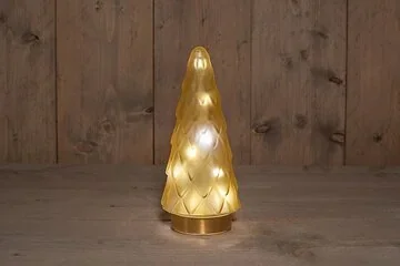 Anna's Collection kerstboompje verlicht glas mat goud 24.5 x 10.5 cm