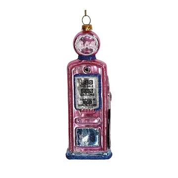 Kersthanger Benzinepomp Glas Roze 14 cm
