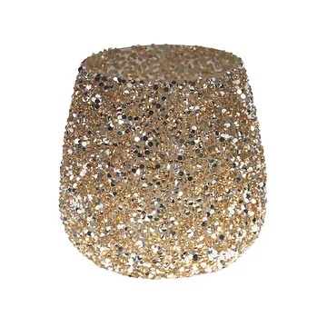Theelichthouder Strass Cauldron Goud 12 x 12.5 cm