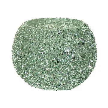 Theelichthouder Strass Bowl Groen 13.5 x 10 cm