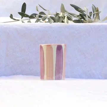 Lenta Living Espresso Kopje Roze Lila Streep 8 cm