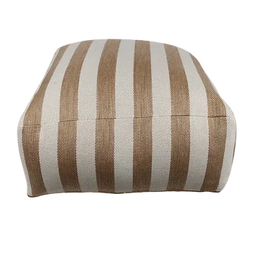 De Bosrand Poef Stripes Natural White 60 x 60 x 25 cm