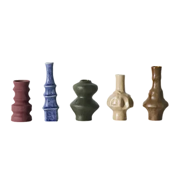 HKliving Vaasjes 70's Ceramics Palette 5 stuks 8 x 16.5 cm