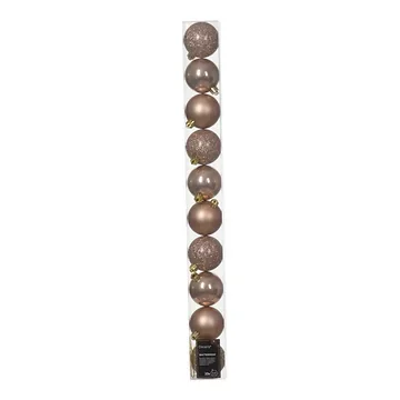 Kerstballen onbreekbaar tube 10 stuks sparkling rose