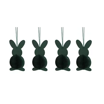 Papieren Paashaas 12 cm Groen 4 stuks