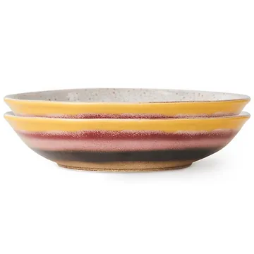 HKliving Currybord 70's Ceramics Hibiscus 2 stuks 22 cm