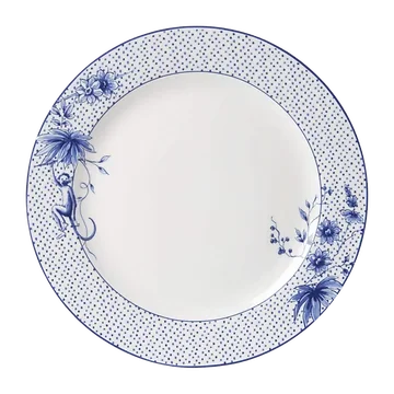 Heinen Delfts Blauw Dinerbord Aapjes