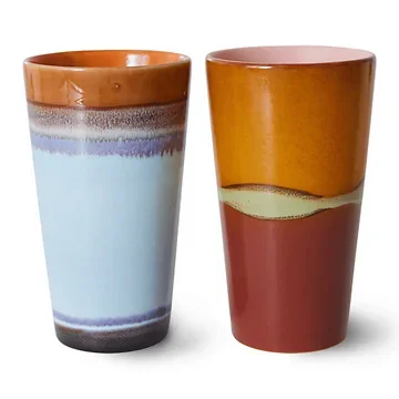 HKliving Latte Mok 70's Ceramics Clash 2 stuks 0.3 L