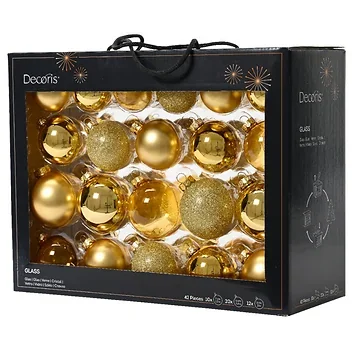 Decoris Kerstballen Glas mix Goud 42 stuks