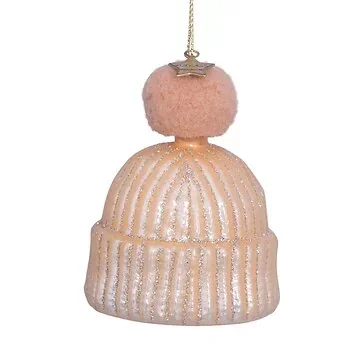 Vondels Kersthanger winter muts champagne 7.5 cm