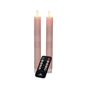 Dinerkaars LED Roze Rustiek Wax 23 cm (2 stuks) met afstandsbediening