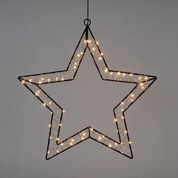 Anna's Collection Kerstster zwart met verlichting 40 x 40,5 cm