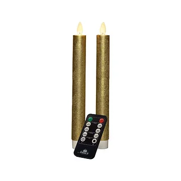 Dinerkaars Goud Rustiek Wax Dinerkaars 23 cm (2 stuks) met afstandsbediening