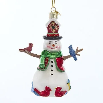 Kurt Adler kersthanger Noble Gems Glass Snowman with Birds