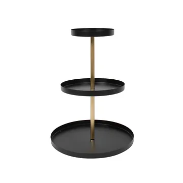 Etagere 3-laags zwart-goud 40 x 55 cm