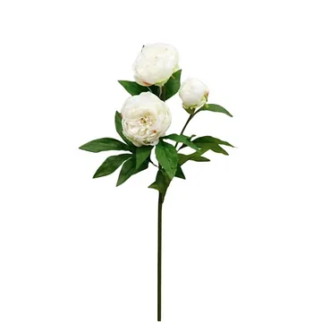 Kunstbloem Pioenroos 3 kops wit 76 cm