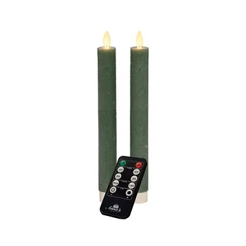Dinerkaars LED Jade Groen Rustiek Wax 23 cm(2 stuks) met afstandsbediening