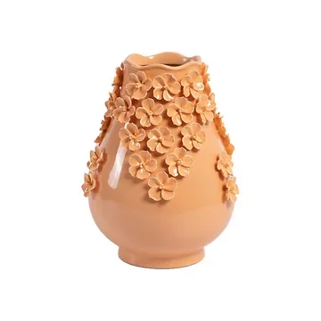 Vaas flowers peach 23 x 28 cm