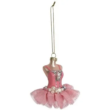 Kersthanger Ballerina Jurkje Glas Roze 8.9 cm