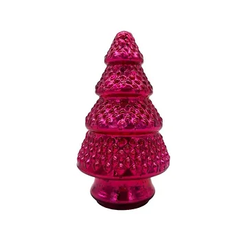 Kerstboom glas roze 14 x 8 cm