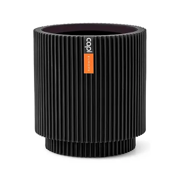 Capi Europe Vaas cilinder Groove zwart 15 x 15 x 17 cm