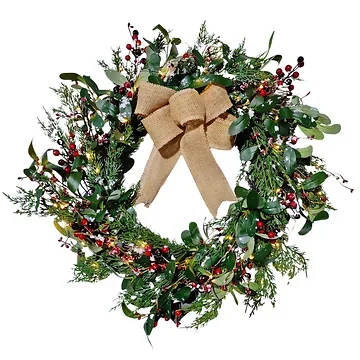 Deco krans ice finish verlicht 60 cm