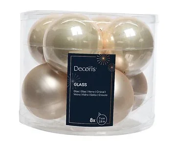 Decoris Kerstballen glas parel 8 stuks Ø 7 cm