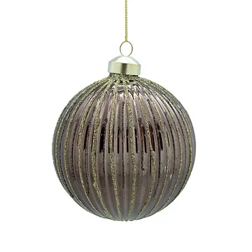 Kerstornament shiny bruin glas 10 cm