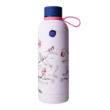 Heinen Delfts Blauw Waterfles Bosvogels Roze
