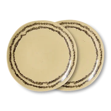 HKliving Ontbijtbord 70's Ceramics Vanilla 2 stuks 22 cm