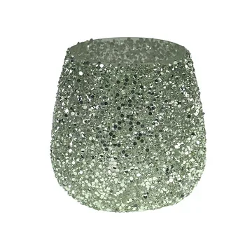 Theelichthouder Strass Cauldron Groen 12 x 12.5 cm