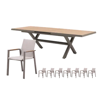 Royal Seasons Diningset 8-zits Solare Uitschuifbaar Espresso