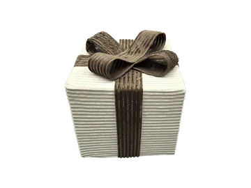 Giftbox rib beige brown L 25 x 25 x 30 cm