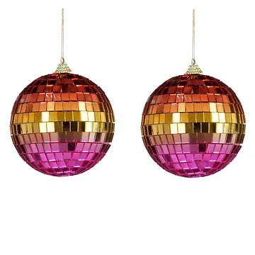 House of Seasons kerstbal Disco regenboog 2 stuks 10 cm